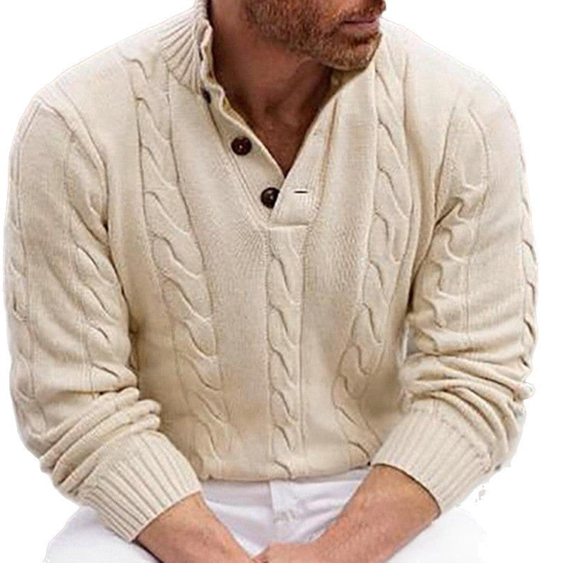 Herren Strickpullover mit modernem Zopfmuster und praktischem Hochauschnitt Aliams