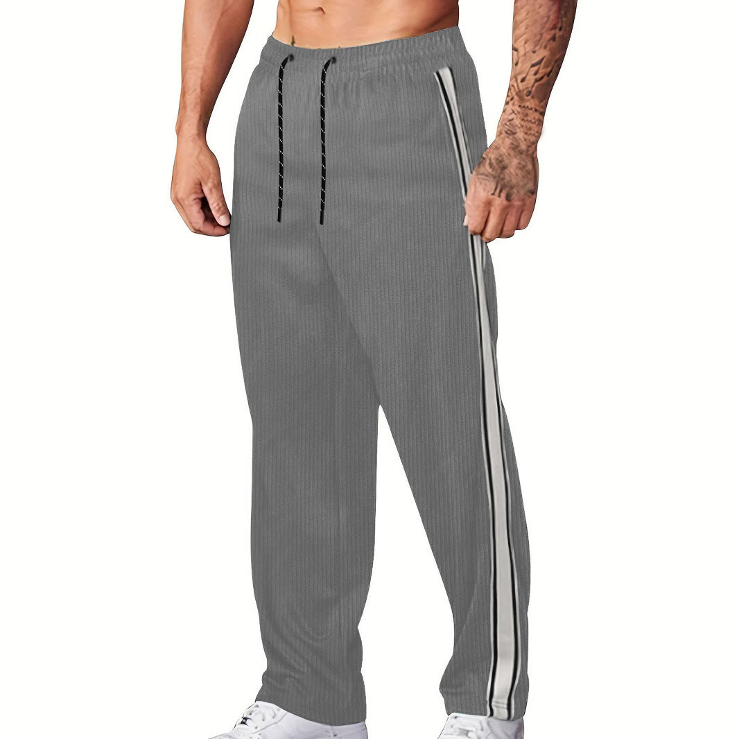 Herren Sportliche Freizeithose mit eleganten Längsstreifen und verstellbarem Bund Aliams