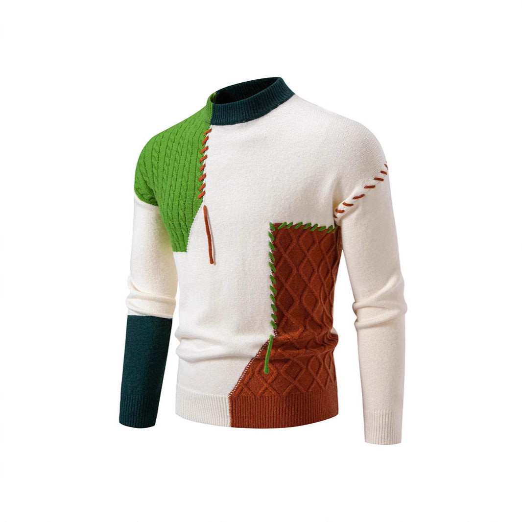 Herren Pullover mit kreativem Muster und hohem Kragen Aliams