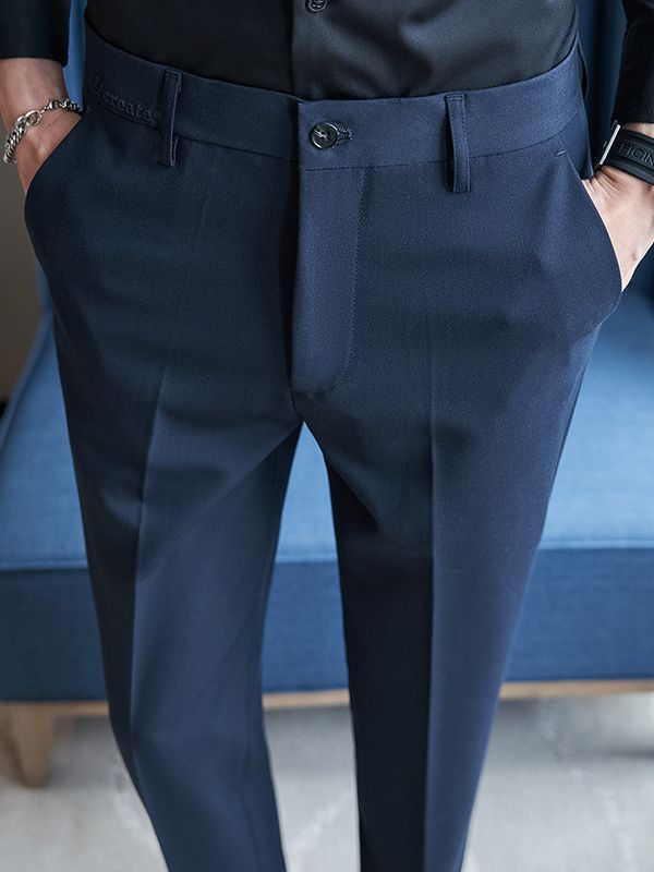 Herren elegante Anzughose mit schlanker Passform und feinem Streifenmuster Aliams