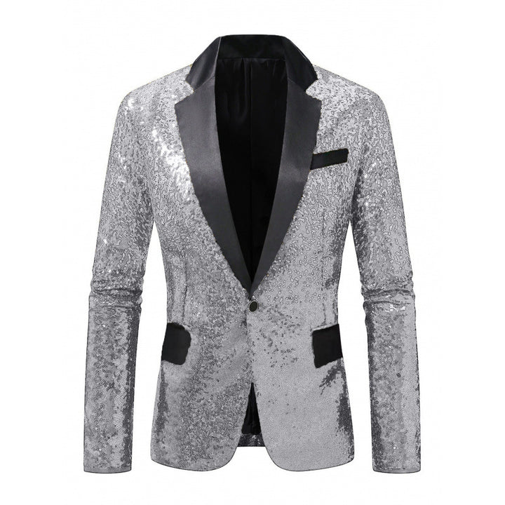 Herren Glamouröser Paillettenblazer mit elegantem Revers und modernem Schnitt Aliams