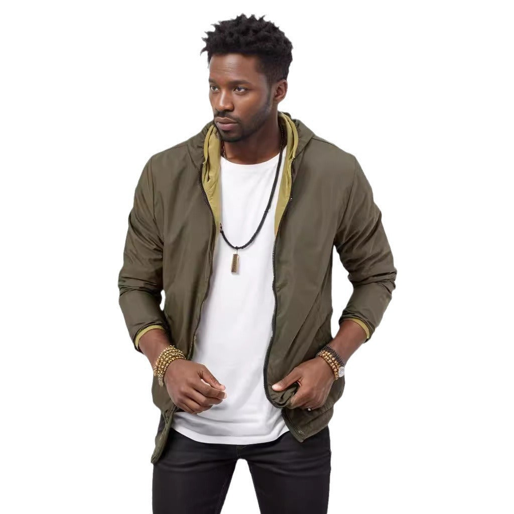 Herren sportliche Übergangsjacke mit funktionalem Kapuzenkragen und elastischen Bündchen Aliams