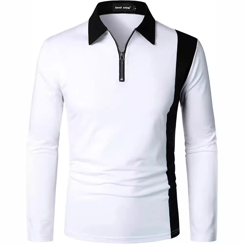 Herren sportliches Langarmshirt mit modernem Reißverschluss und stylischem Farbkontrast Aliams