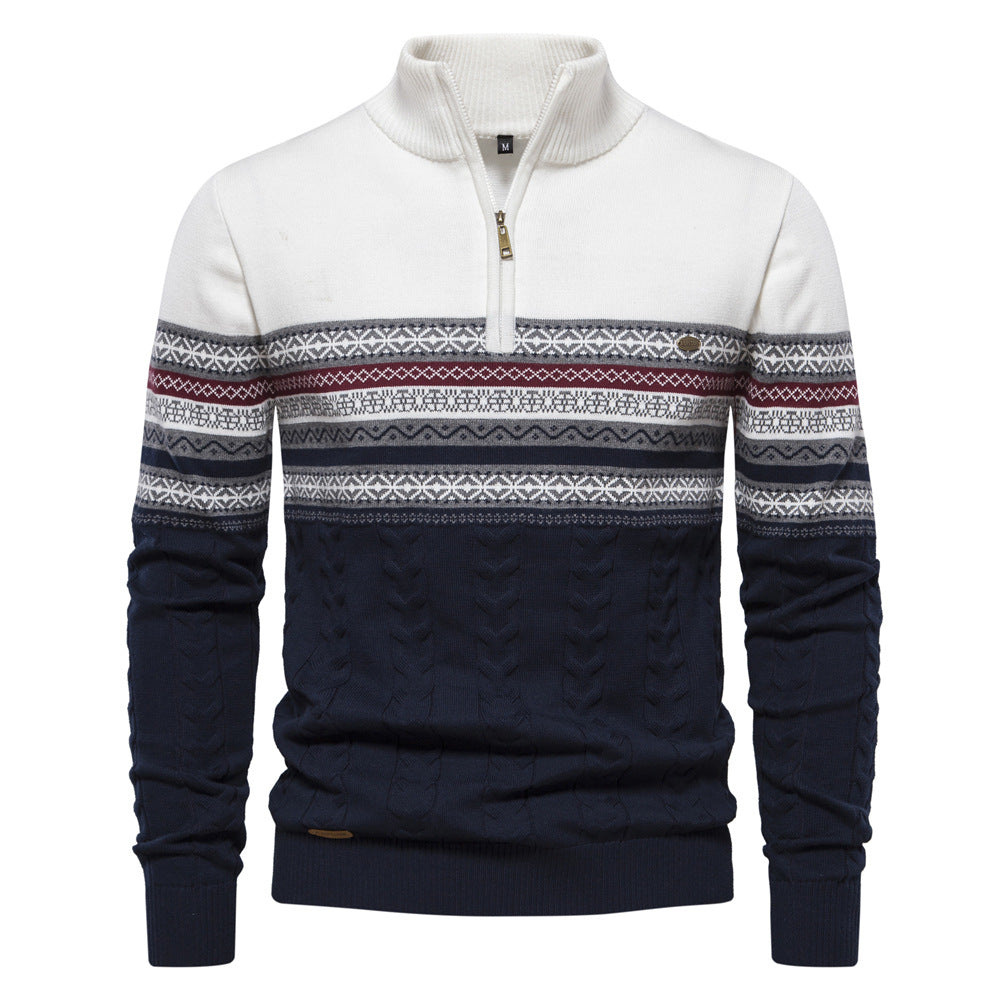 Herren Pullover mit modernem Zipper und attraktiven Farbmustern Aliams