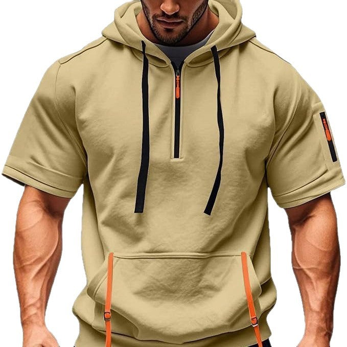 Herren Kurzarm-Hoodie mit praktischem Reißverschluss Aliams