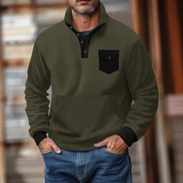 Herren Kapuzenpullover mit modernem Kragen und praktischer Tasche Aliams