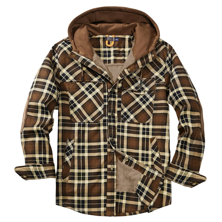 Herren Flanelljacke mit Kapuze und weichem Futter Aliams