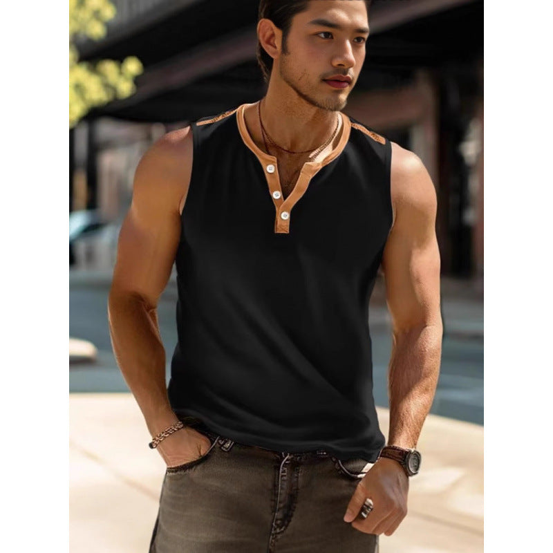 Herren Ärmelloses Poloshirt mit stilvollem Knopfverschluss Aliams