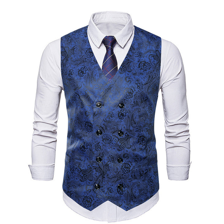 Herren elegante Weste mit floralem Design und Doppelreihe Aliams