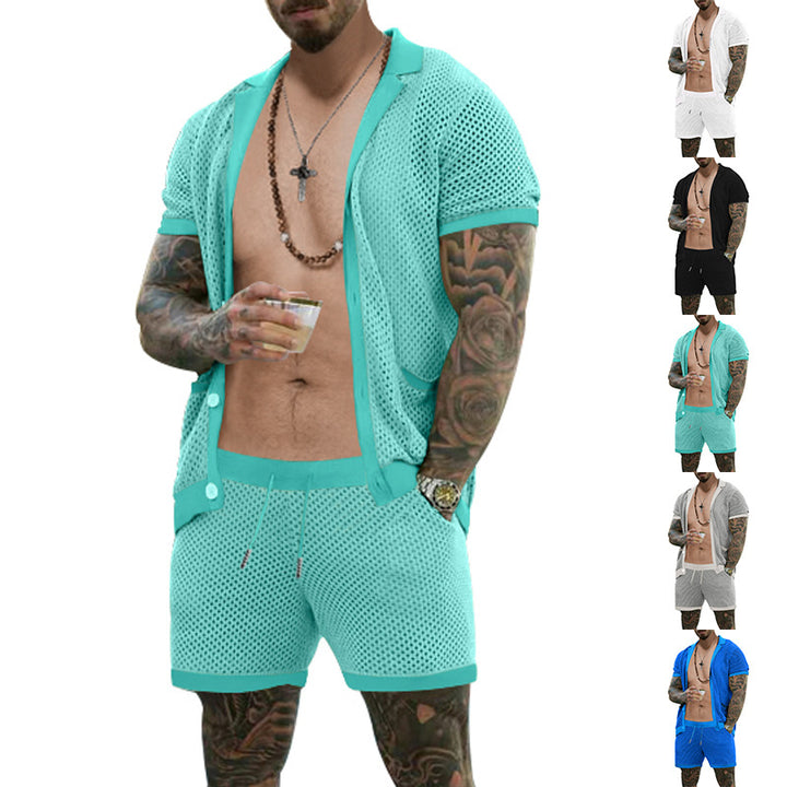 Herren atmungsaktives Künstler-Shorts-Set mit strukturiertem Design Aliams