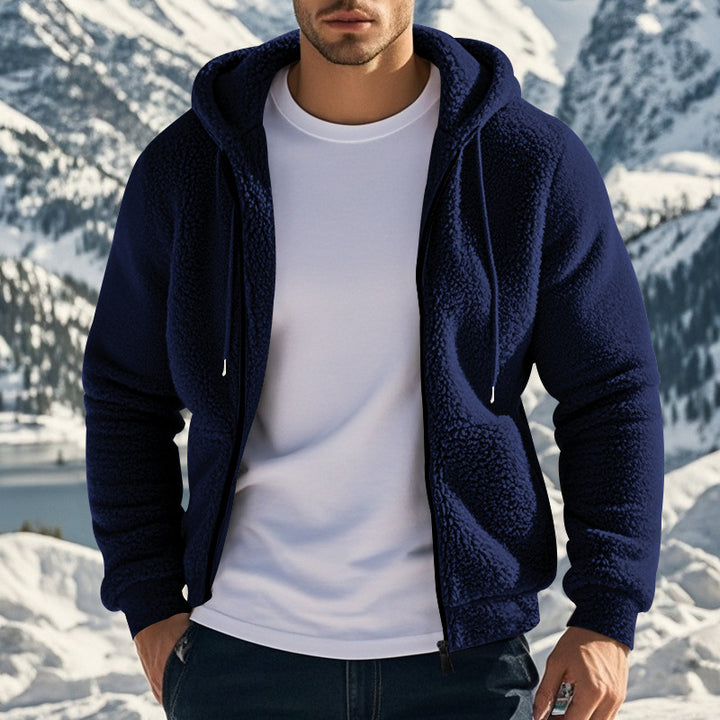 Herren Fleece-Kapuzenjacke mit hochwertigem Teddy-Futter und praktischen Taschen Aliams