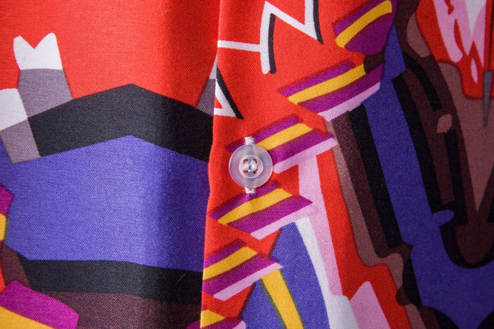 Herren Kurzarmhemd mit auffälligem geometrischen Design und praktischer Brusttasche Aliams