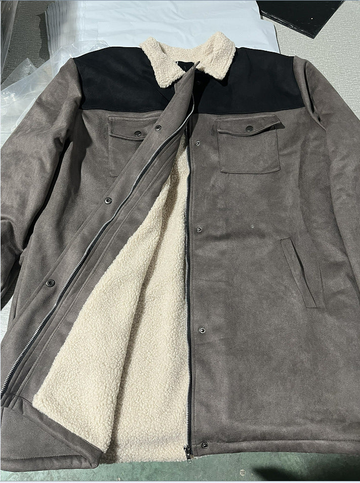 Herren verspielt schicke Wildlederjacke mit warmem Fleecefutter Aliams