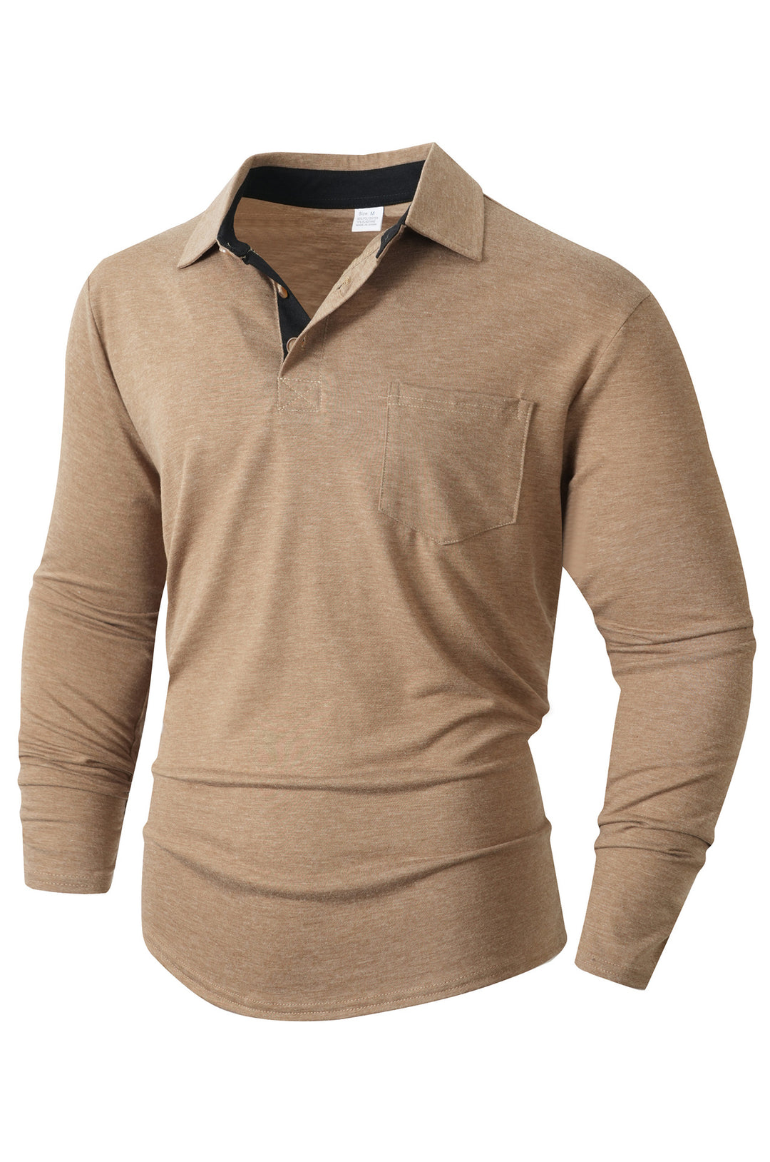 Herren elegantes Langarm Poloshirt mit modernem Kragen und leichtem Stretch Aliams