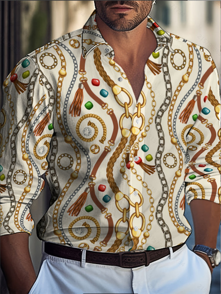 Herren Hemd mit modernem Pinsel-Muster Aliams