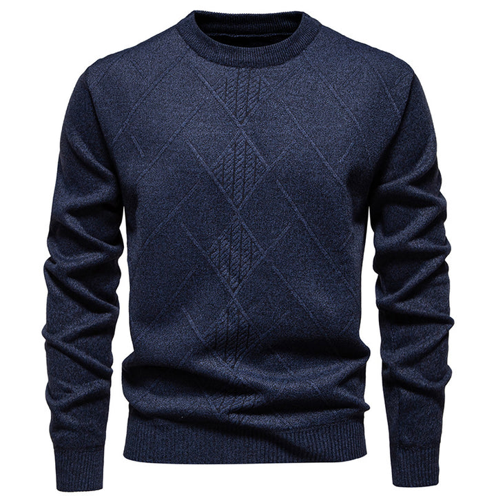 Herren Strickpullover mit strukturiertem Rautenmuster und klassischem Rundhalsausschnitt Aliams