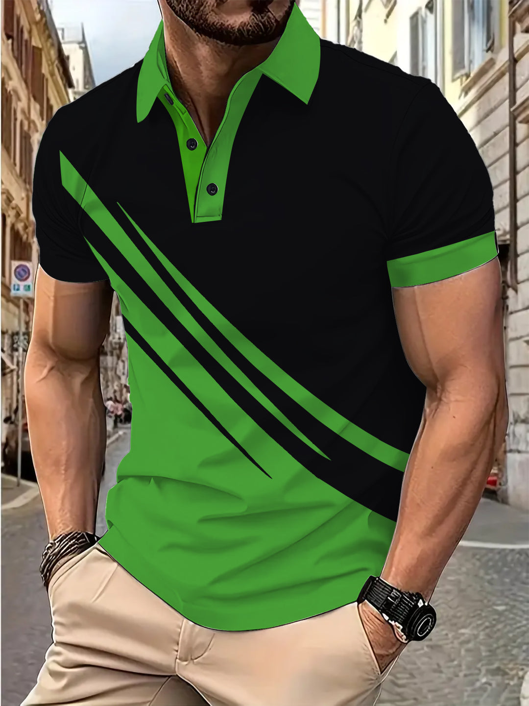 Herren Sportliches Poloshirt mit dynamischen Linienmustern Aliams