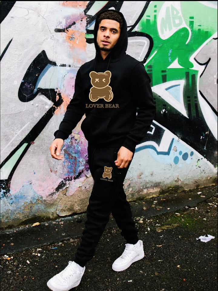 Herren Kapuzenpullover und Jogginghose Set mit klarem Bärenmotiv Aliams