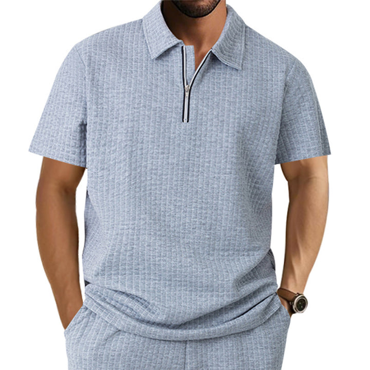 Herren Kurzarm Polo-Shirt mit strukturiertem Design und Reißverschluss Aliams