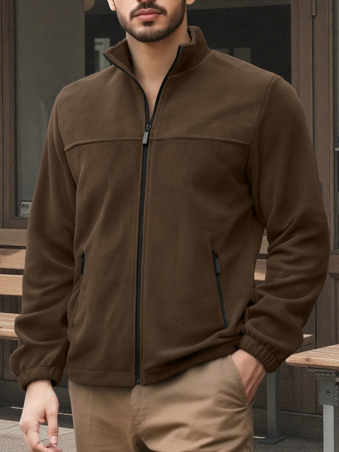 Herren Fleecejacke mit hohem Kragen Aliams