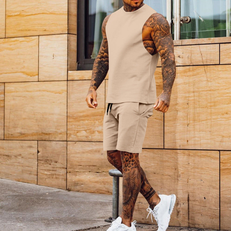 Herren sportliches Tanktop und Shorts-Set mit elastischem Bund Aliams