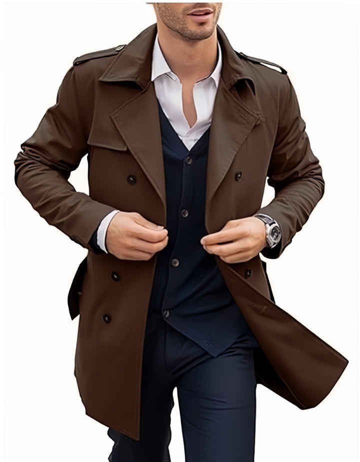 Herren Eleganter Trenchcoat mit klassischem Schnitt und praktischen Taschen Aliams