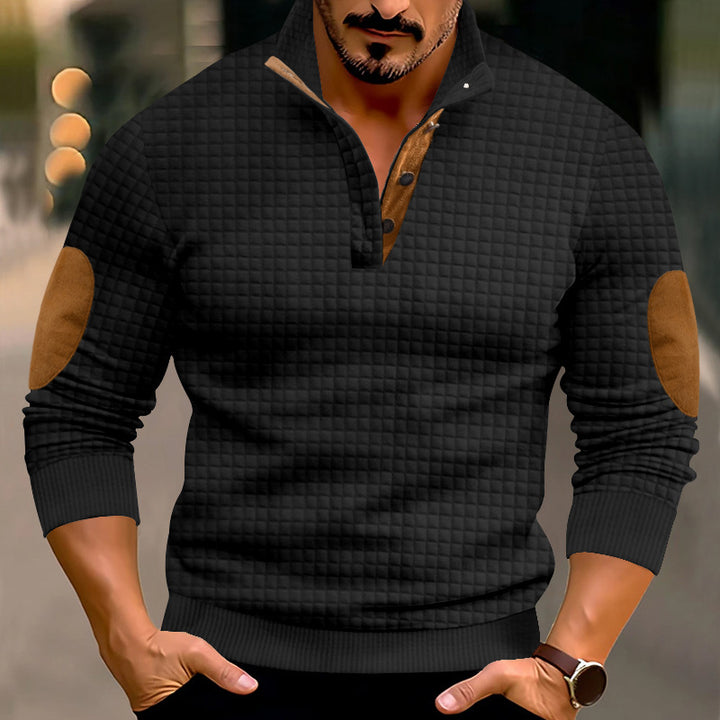 Herren Pullover mit Stehkragen und kontrastierenden Lederdetails Aliams