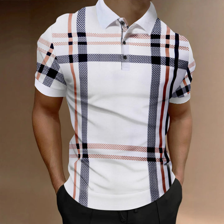 Herren kurzärmeliges Polohemd mit stilvollem Karomuster und elastischem Schnitt Aliams