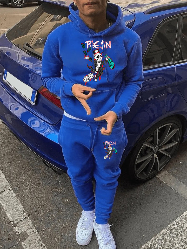 Herren Jogginganzug mit auffälligem Grafikdesign und praktischem Kängurutaschen Aliams