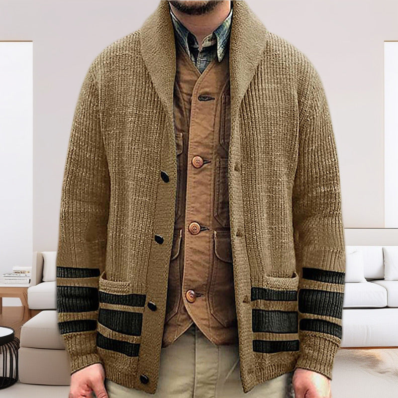 Herren Grobstrickcardigan mit modernen Details und praktischen Taschen Aliams
