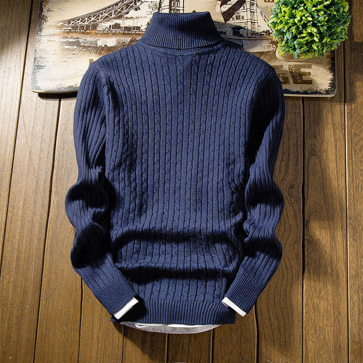 Herren Strickpullover mit hohem Kragen und strukturiertem Design Aliams