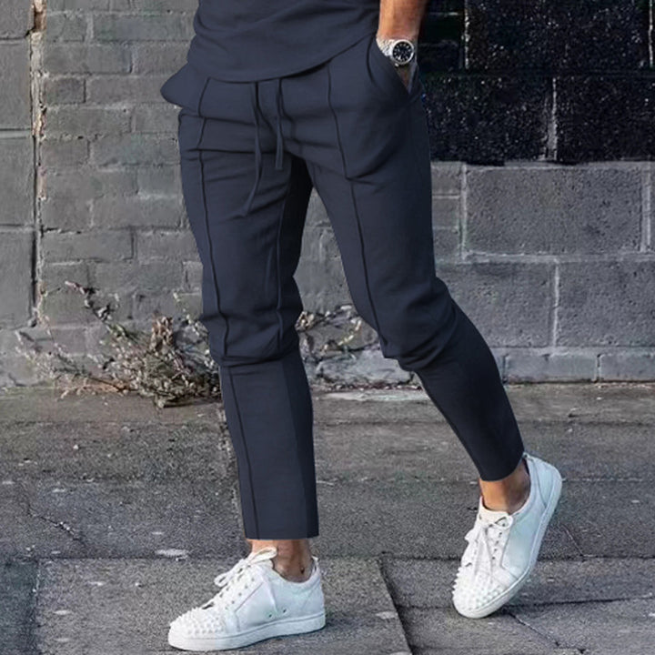 Herren stylische Freizeithose mit verstellbarem Kordelzug und seitlichen Eingrifftaschen Aliams