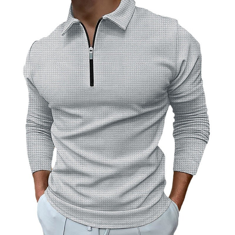 Herren Sportliches Langarm-Henley-Shirt mit Reißverschluss und strukturierter Oberfläche Aliams