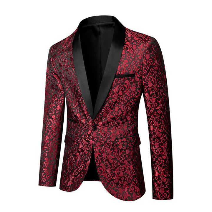 Herren Extravaganter Smokingblazer mit floralem Jacquard-Muster Aliams