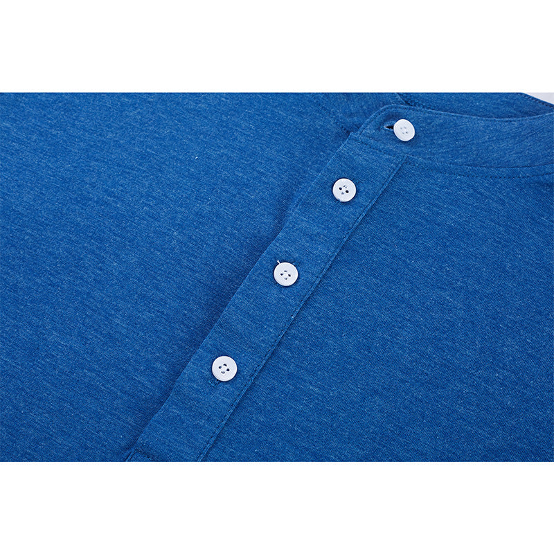 Herren Kurzarm-Henley-Shirt mit kontrastierendem Kragen und komfortabler Knopfleiste Aliams