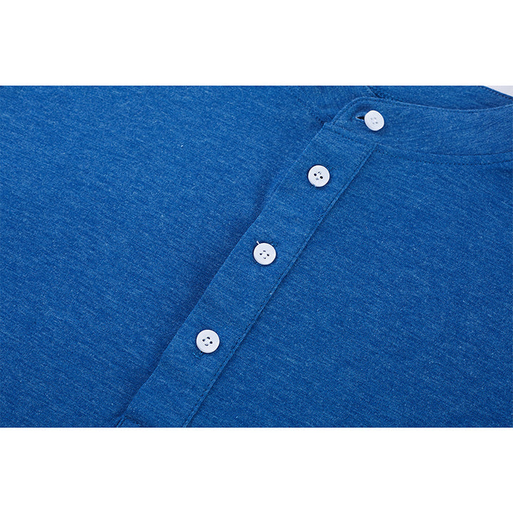 Herren Kurzarm-Henley-Shirt mit kontrastierendem Kragen und komfortabler Knopfleiste Aliams