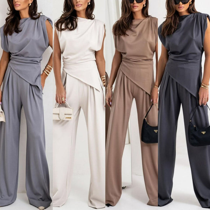 Damen Eleganter Jumpsuit mit asymmetrischem Schnitt und weitem Bein Aliams