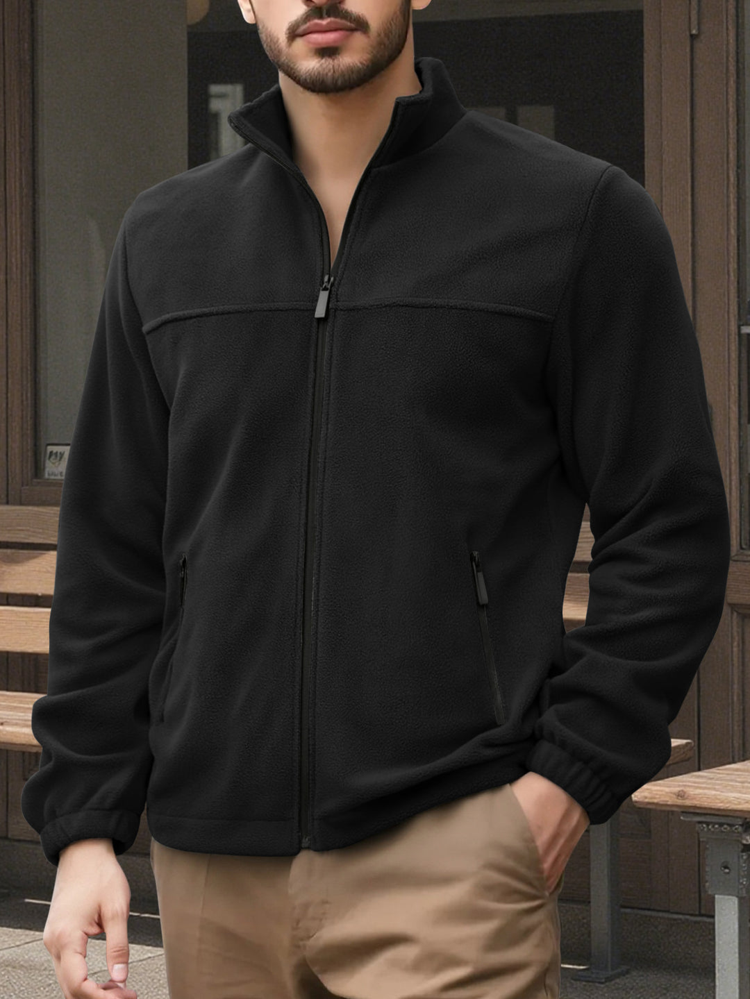 Herren Fleecejacke mit hohem Kragen Aliams