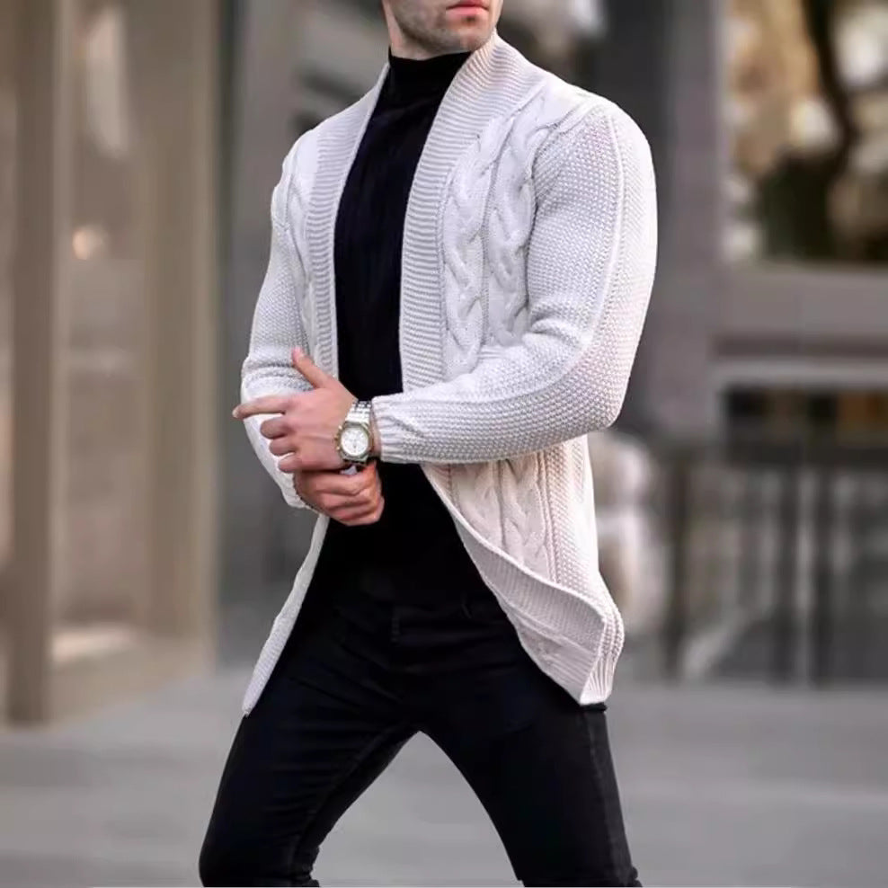 Herren Grobstrick Cardigan mit modischem Zopfmuster und lässigem Schnitt Aliams