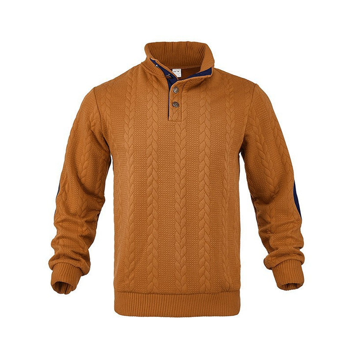 Herren Strickpullover mit hohem Kragen und modischem Zopfdesign Aliams