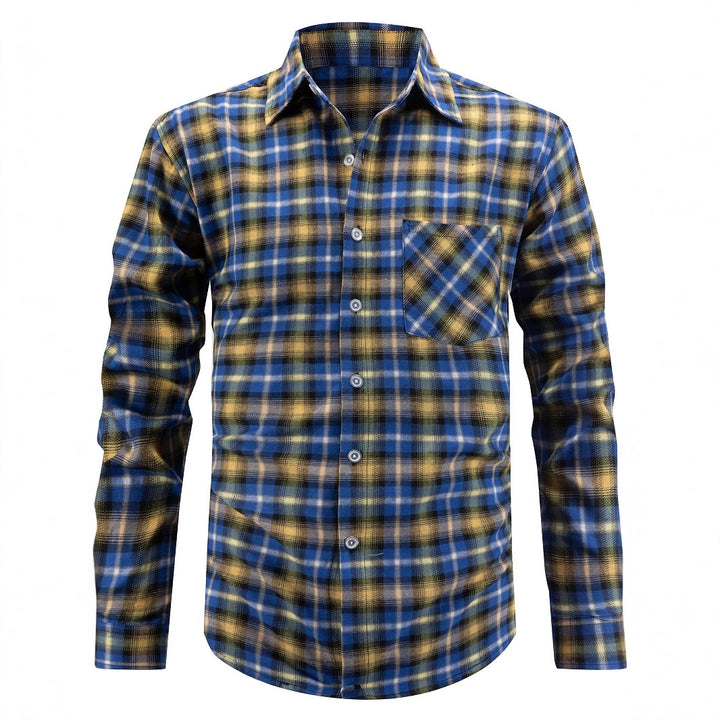 Herren kariertes Langarmhemd mit modischem Vichy-Muster Aliams