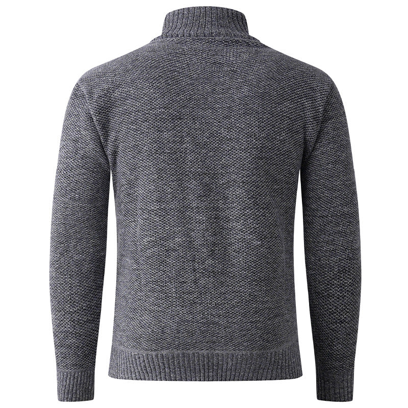 Herren eleganter Stehkragenpullover mit strukturiertem Zopfmuster Aliams
