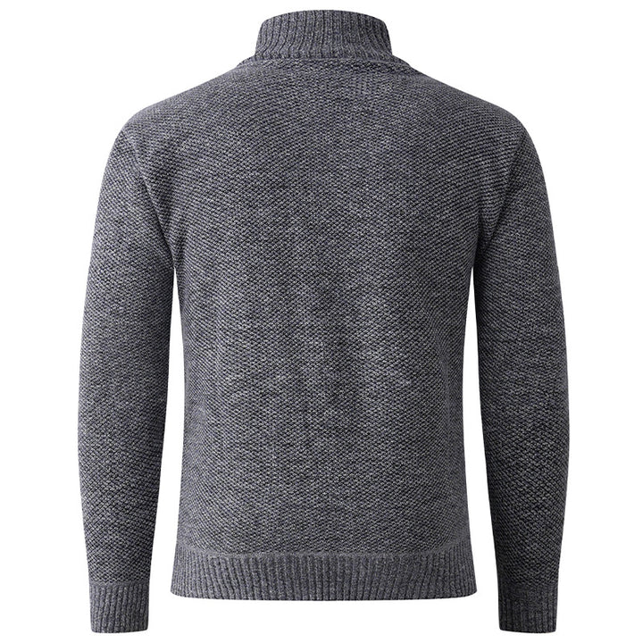 Herren eleganter Stehkragenpullover mit strukturiertem Zopfmuster Aliams