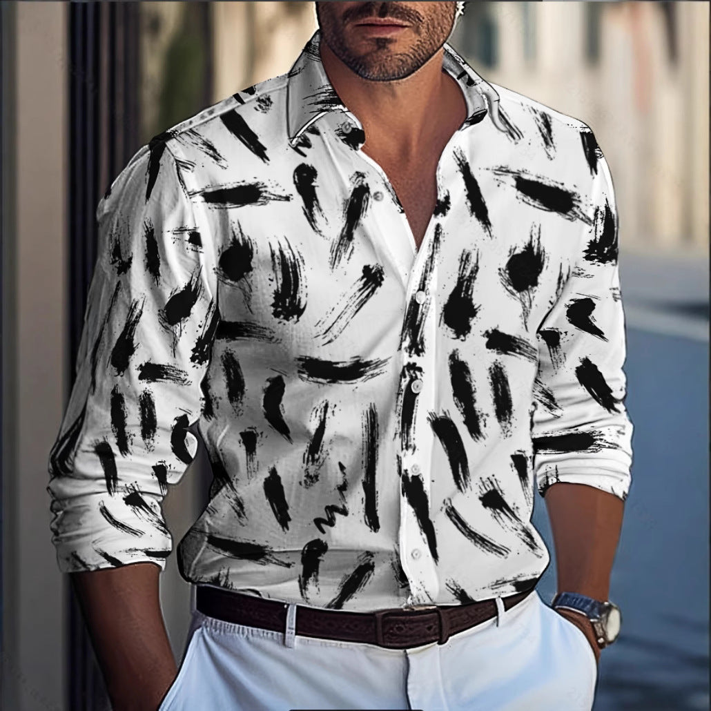 Herren Hemd mit modernem Pinsel-Muster Aliams