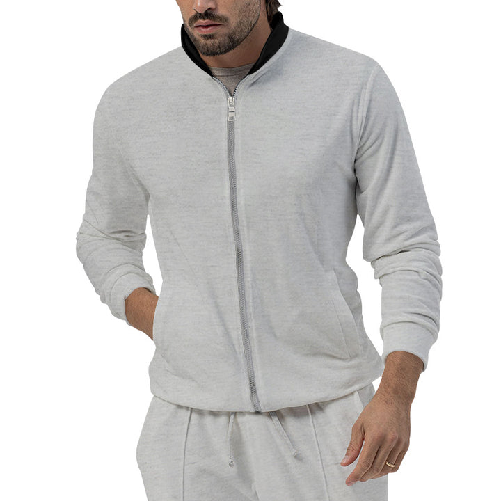 Herren Atmungsaktive Zip-Jacke mit hohem Kragen und seitlichen Taschen Aliams