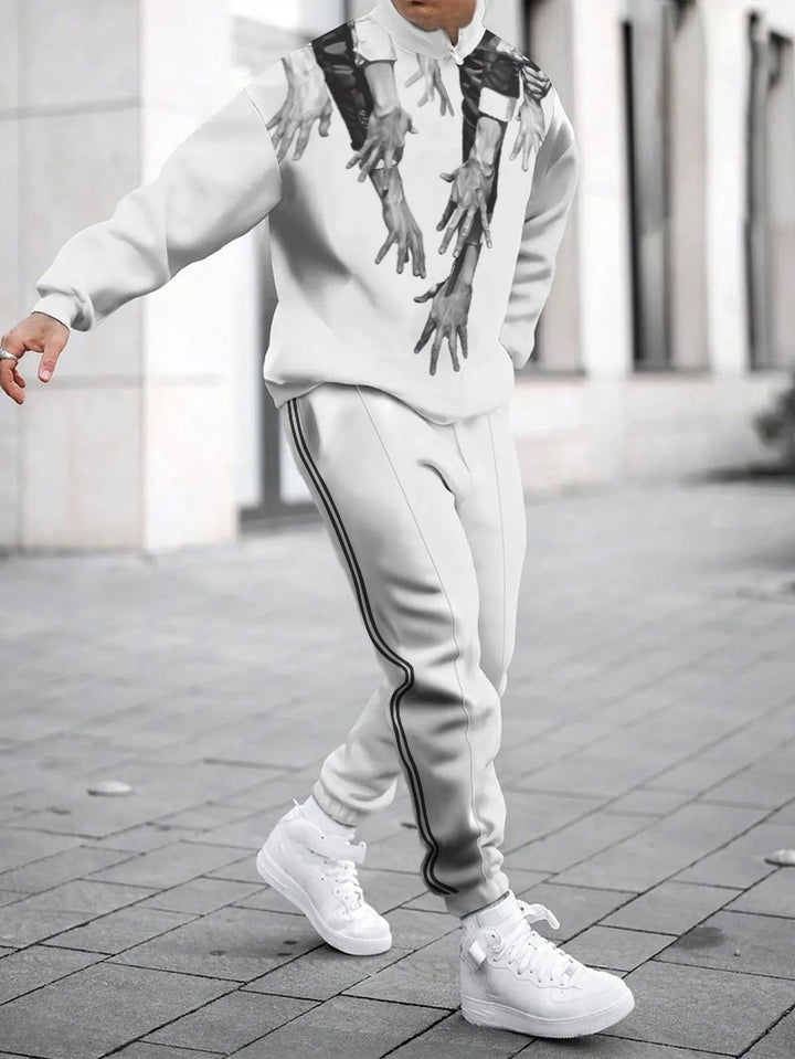 Herren Sportliches Sweatshirt mit modernem Zipper und grafischem Muster Aliams