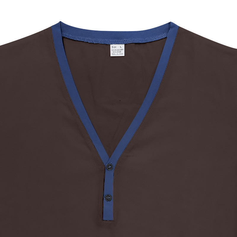Herren Kurzarm-Henley-Shirt mit modernen Akzenten und Knopfleiste Aliams