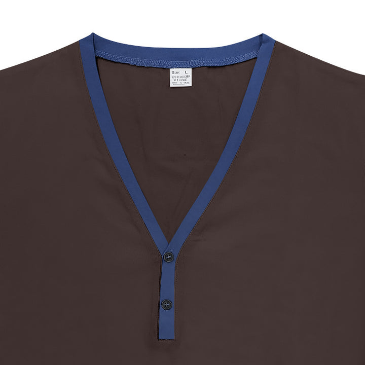 Herren Kurzarm-Henley-Shirt mit modernen Akzenten und Knopfleiste Aliams