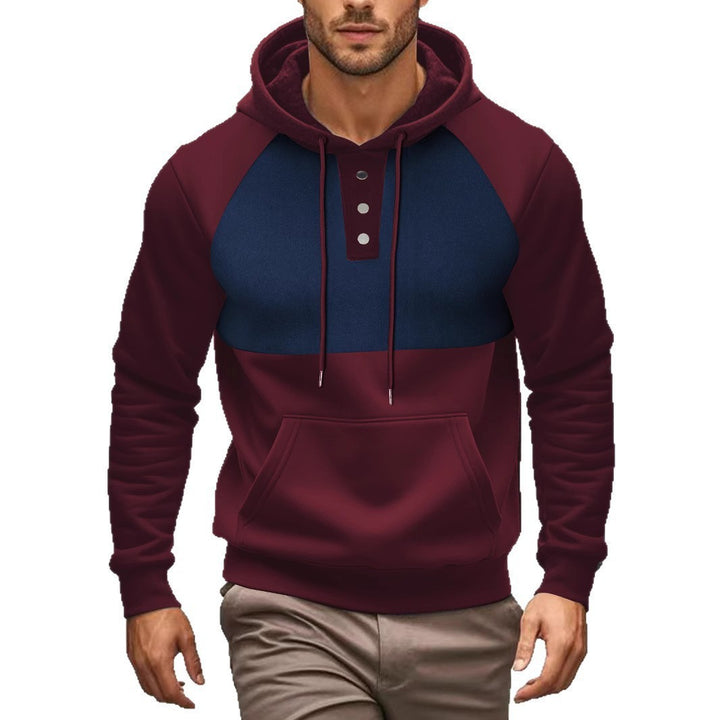 Herren Hoodie mit modernem Knopfverschluss und gestreiftem Design Aliams