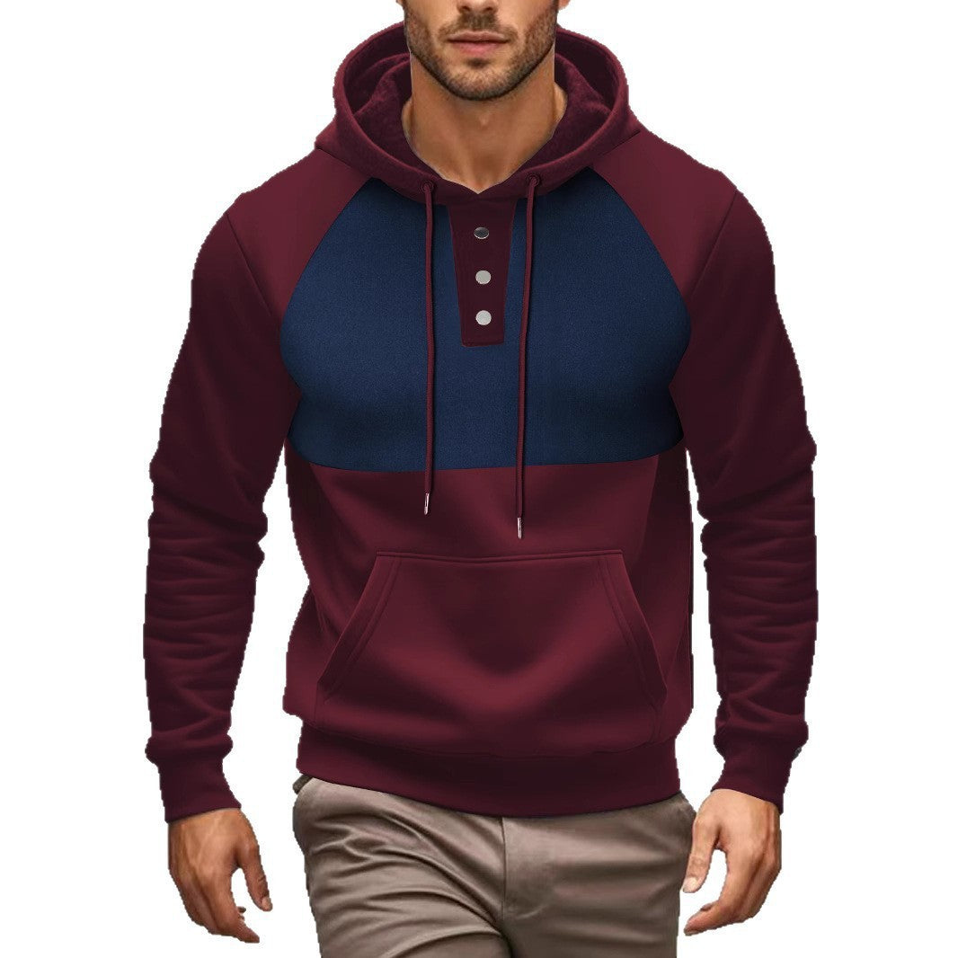 Herren Hoodie mit Knopfleiste und Kontrastdetails Aliams